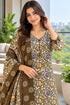 Beige Cotton Blend Printed Ready to Wear Patiala Salwar Suit