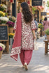 White & Red Cotton Blend Printed Ready to Wear Patiala Salwar Suit