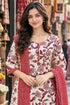White & Red Cotton Blend Printed Ready to Wear Patiala Salwar Suit