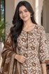 Beige Cotton Blend Printed Ready to Wear Patiala Salwar Suit