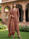 Maroon & Beige Cotton Blend Jaipuri Printed Kurta & Pant With Dupatta