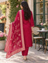 Maroon Cotton Blend Embroidered Kurta sets women