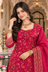 Pink Silk Blend Jacquard Woven with Inner Straight Kurta & Pant With Dupatta