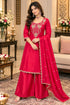 Pink Silk Blend with Inner Embroidered Beads Work Straight Kurta & Pant With Dupatta