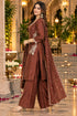 Brown Silk Blend with Inner Embroidered Beads Work Straight Kurta & Pant With Dupatta