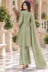 Pista Green Silk Blend with Inner Embroidered A-Line Kurta & Pant With Dupatta