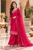 Fuchsia Pink Silk Blend with Inner Embroidered Straight Kurta & Pant With Dupatta