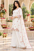 White Silk Blend with Inner Embroidered Straight Kurta & Palazzo With Dupatta