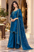 Teal Blue Silk Blend with Inner Embroidered Straight Kurta & Pant With Dupatta