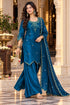 Teal Blue Silk Blend with Inner Embroidered Straight Kurta & Pant With Dupatta