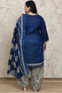 Royal Blue Cotton Blend Printed Plus Size Readymade Patiala Salwar Suit
