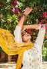 Off-White Chanderi Silk Embroidered Salwar Suit Material