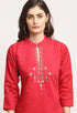 Red Chanderi Floral Embroidered Kurta Set With Dupatta