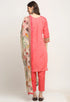 Pink Chanderi Floral Embroidered Kurta Set With Dupatta