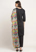 Black Chanderi Floral Embroidered Kurta Set With Dupatta