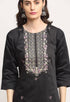 Black Chanderi Floral Embroidered Kurta Set With Dupatta