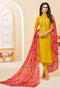 Yellow Chanderi Silk Embroidered Salwar Suit Material