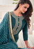 Teal Chanderi Silk Embroidered Salwar Suit Material