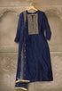 Navy Blue Chanderi Silk Embroidered Salwar Suit Material