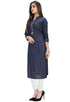 Navy Blue Pure Cotton Jaipuri Printed Kurti