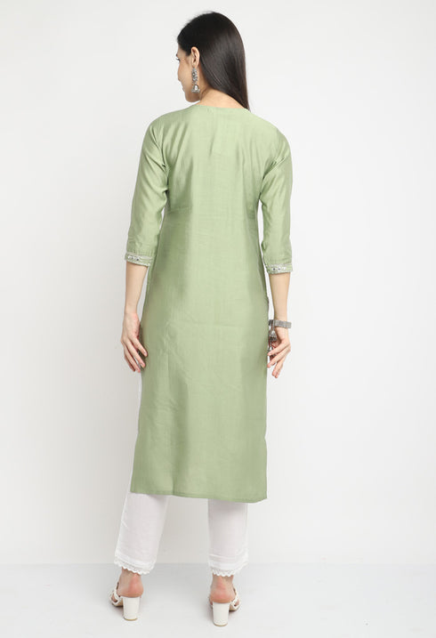 Chanderi Viscous Embroidered Kurti