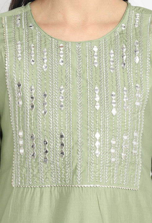 Chanderi Viscous Embroidered Kurti