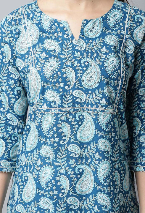 Pure Cambric Cotton Jaipuri Printed Kurti