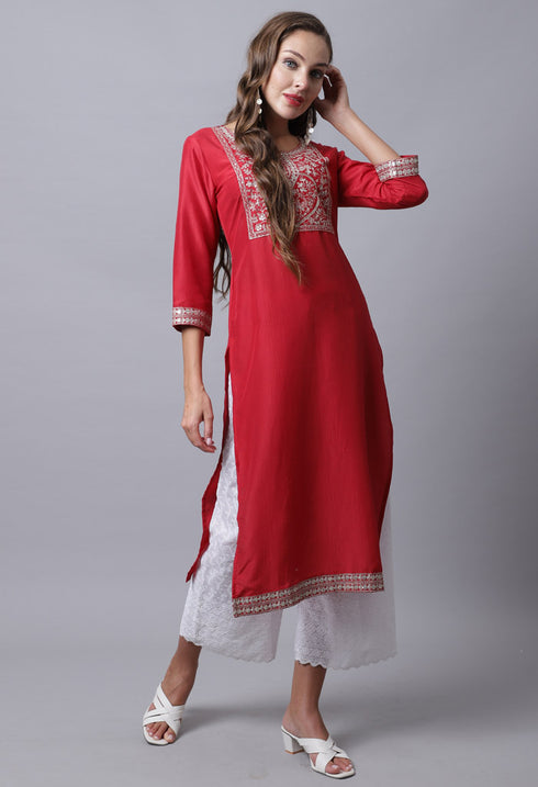 Cotton Silk Heavy Embroidery Kurti