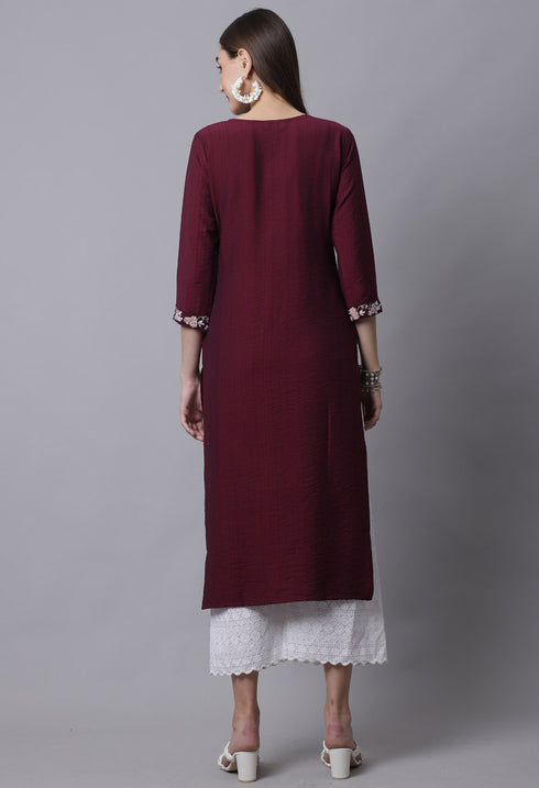 Pure Cambric Cotton Heavy Embroidered Kurti