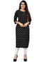 Black And White Pure Cotton Jaipuri Printed Kurti