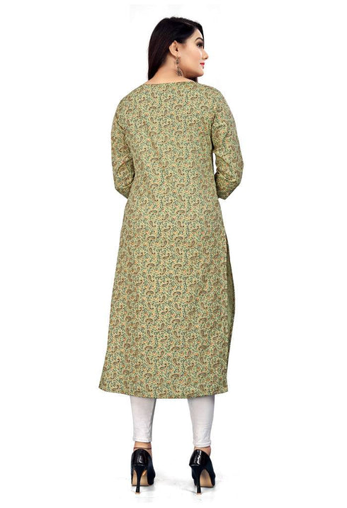 Green Cotton Jaipuri Printed Kurti