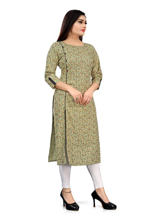 Green Cotton Jaipuri Printed Kurti