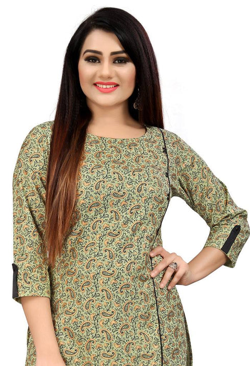 Green Cotton Jaipuri Printed Kurti