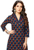 Navy Blue Cotton Jaipuri Printed Kurti
