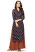 Navy Blue Cotton Jaipuri Printed Kurti