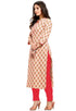 Beige Pure Cambric Cotton Jaipuri Printed Kurti