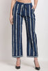 Blue Pure Cotton Striped Indigo Opaque Pallazo Pant
