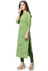 Green Pure Cambric Cotton Jaipuri Printed Kurti