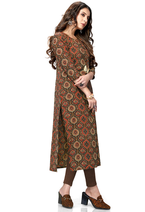 Multicolor Pure Cambric Cotton Jaipuri Printed Kurti