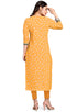 Yellow Pure Cambric Cotton Jaipuri Printed Kurti