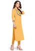 Yellow Pure Cambric Cotton Jaipuri Printed Kurti
