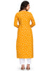 Yellow Pure Cambric Cotton Printed Kurti