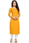 Yellow Pure Cambric Cotton Printed Kurti