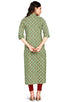 Green Pure Cambric Cotton Jaipuri Printed Kurti
