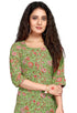 Green Pure Cambric Cotton Jaipuri Printed Kurti