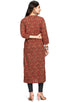 Maroon Pure Cambric Cotton Jaipuri Printed Kurti