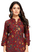 Maroon Pure Cambric Cotton Jaipuri Printed Kurti
