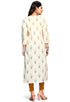 Off-White & Yellow Pure Cambric Cotton Jaipuri Printed Kurti