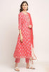 Pink Pure Cambric Cotton Floral Printed Kurta Set With Dupatta