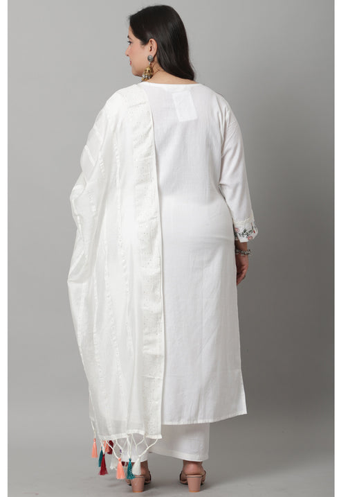 Pure Cotton Hand Work Kurta Set With Dupatta